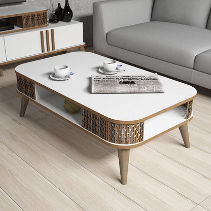 Τραπεζάκι Σαλονιού Λευκό 105 x 60 x 34,6 εκ GR845HCT2829