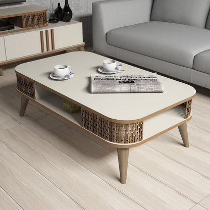 Τραπεζάκι Σαλονιού Κρεμ 105 x 60 x 34,6 εκ GR845HCT2830