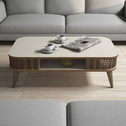 Τραπεζάκι Σαλονιού Κρεμ 105 x 60 x 34,6 εκ GR845HCT2830