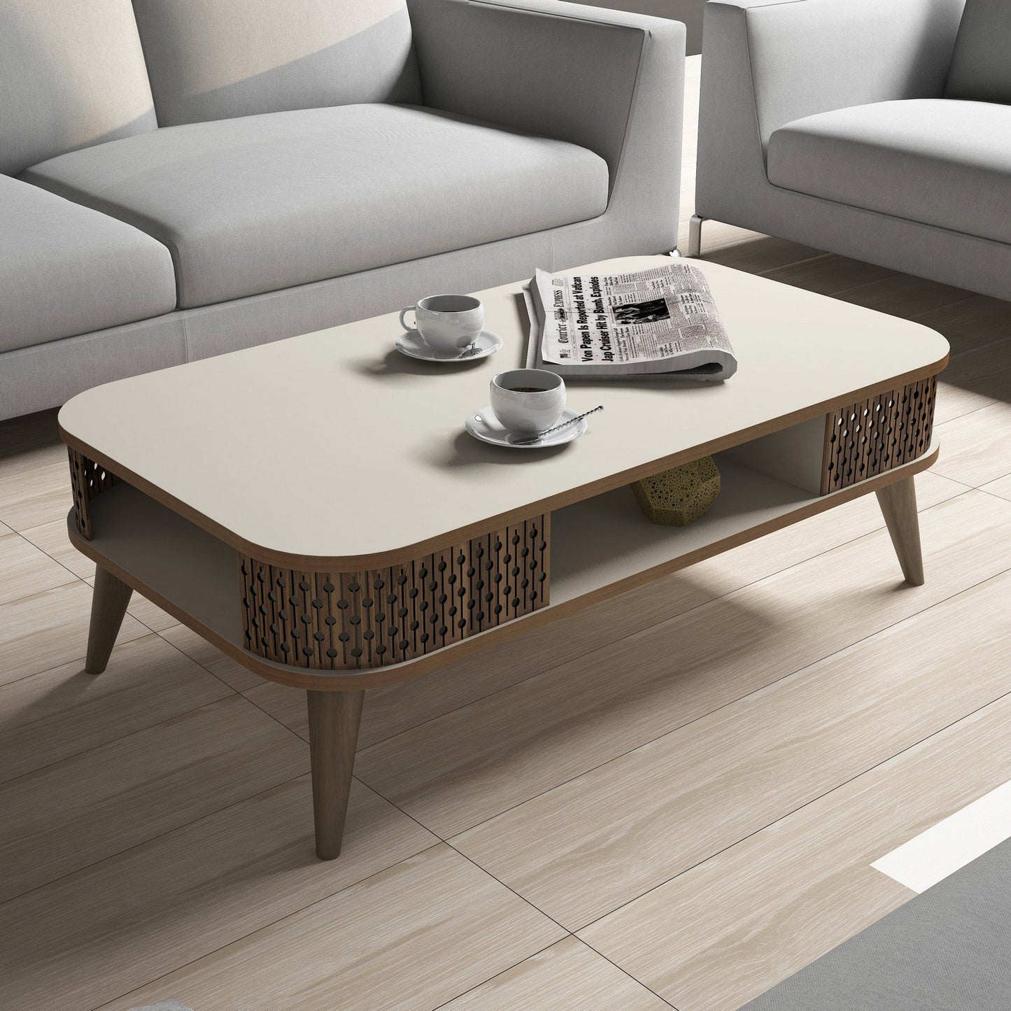 Τραπεζάκι Σαλονιού Κρεμ 105 x 60 x 34,6 εκ GR845HCT2830