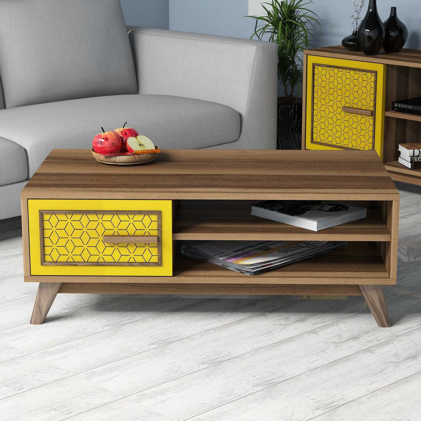 Τραπεζάκι Σαλονιού Καρυδί - Yellow 105 x 60 x 38,2 εκ GR845HCT2836