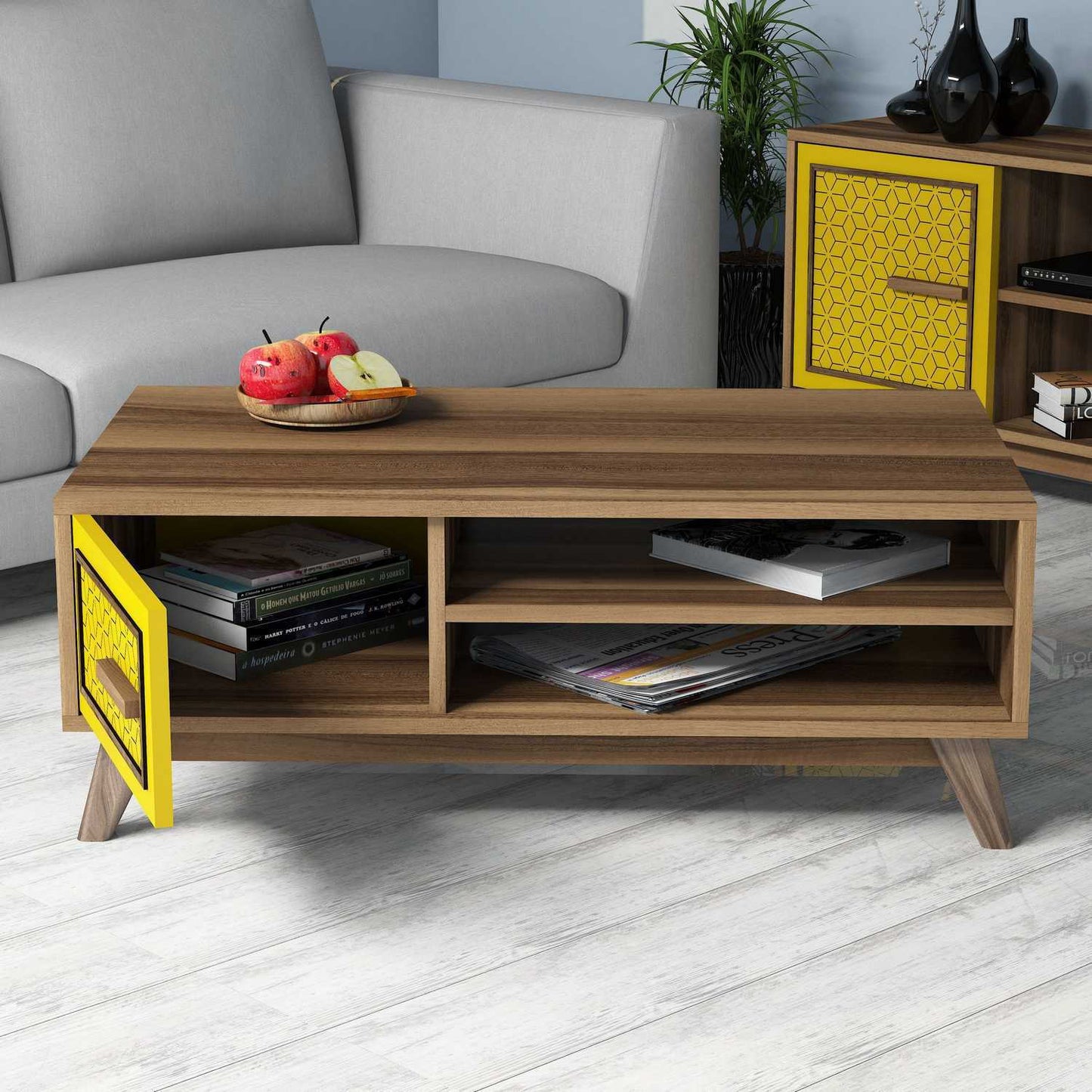 Τραπεζάκι Σαλονιού Καρυδί - Yellow 105 x 60 x 38,2 εκ GR845HCT2836