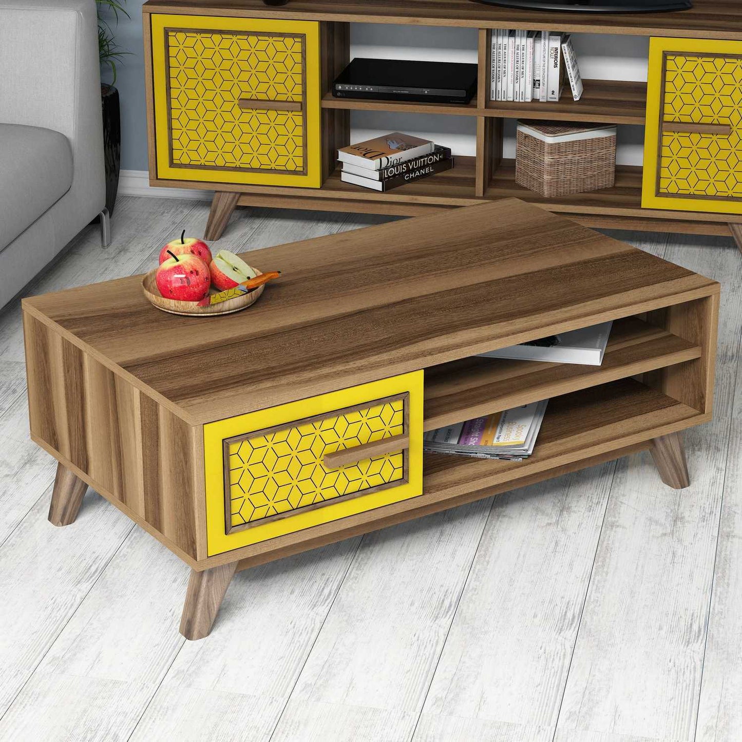 Τραπεζάκι Σαλονιού Καρυδί - Yellow 105 x 60 x 38,2 εκ GR845HCT2836