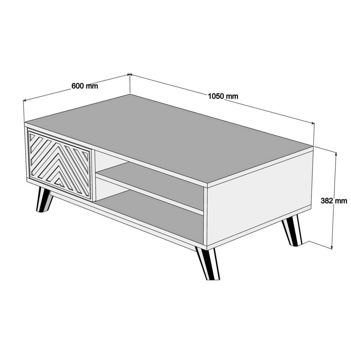 Τραπεζάκι Σαλονιού Καρυδί - Κρεμ 105 x 60 x 38,2 εκ GR845HCT2840