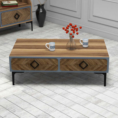 Τραπεζάκι Σαλονιού Καρυδί - Μπλε 105 x 60 x 34,6 εκ GR845HCT2848