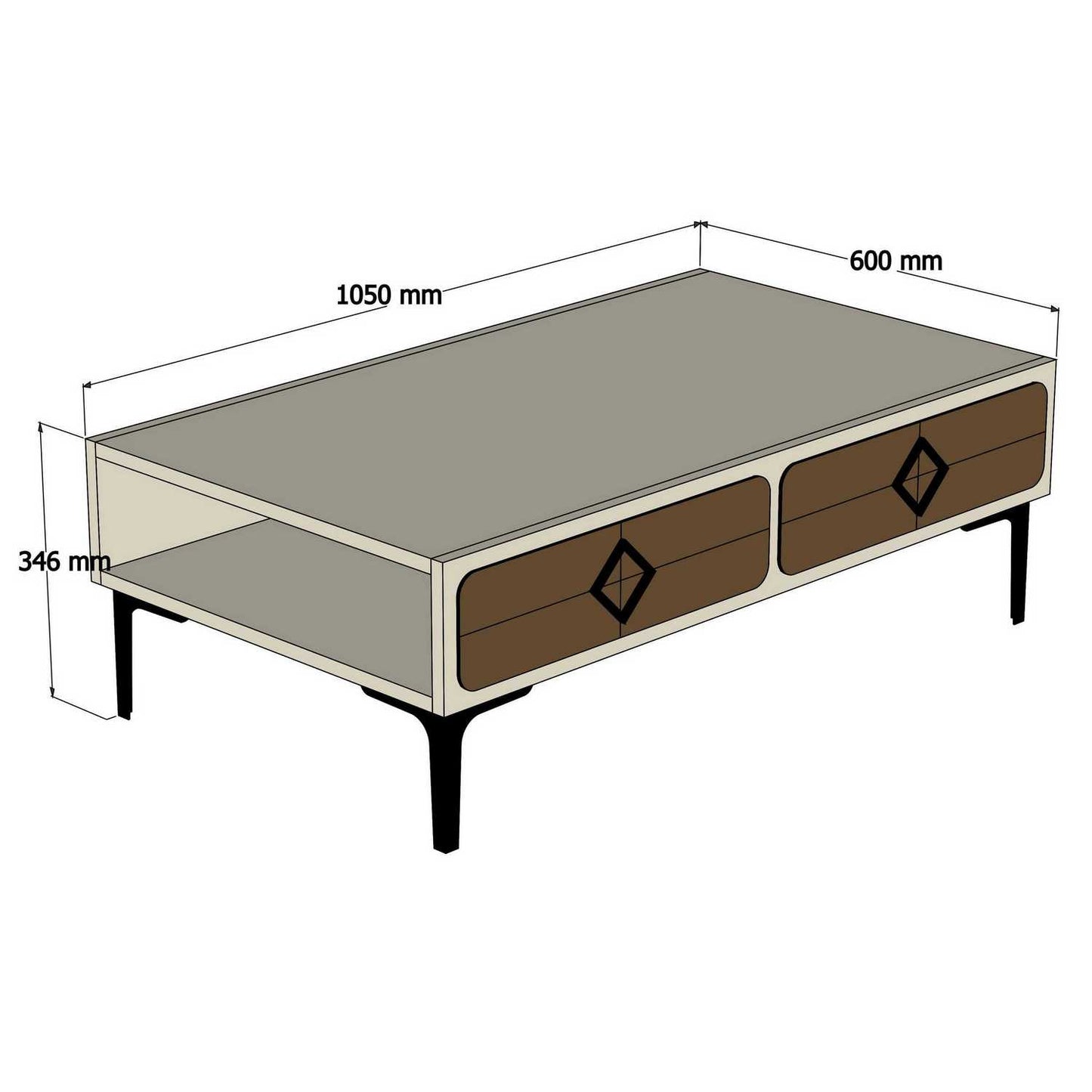 Τραπεζάκι Σαλονιού Καρυδί - Μπλε 105 x 60 x 34,6 εκ GR845HCT2848