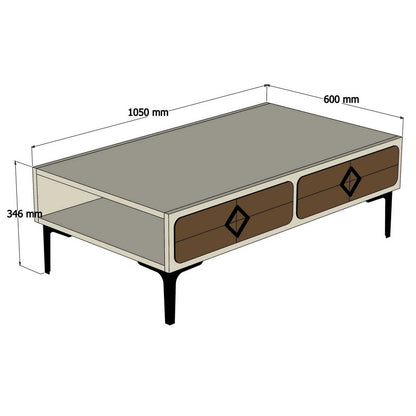 Τραπεζάκι Σαλονιού Καρυδί - Μπλε 105 x 60 x 34,6 εκ GR845HCT2848