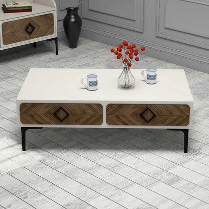 Τραπεζάκι Σαλονιού Καρυδί - Κρεμ 105 x 60 x 34,6 εκ GR845HCT2849