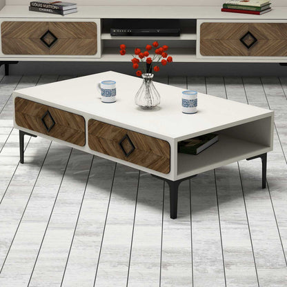 Τραπεζάκι Σαλονιού Καρυδί - Κρεμ 105 x 60 x 34,6 εκ GR845HCT2849