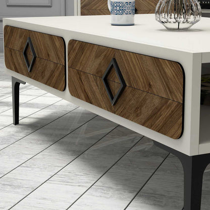 Τραπεζάκι Σαλονιού Καρυδί - Κρεμ 105 x 60 x 34,6 εκ GR845HCT2849