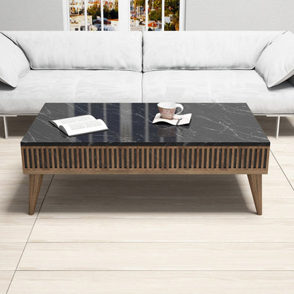 Τραπεζάκι Σαλονιού Καρυδί - Μαύρο 105 x 60 x 34,6 εκ GR845HCT2853