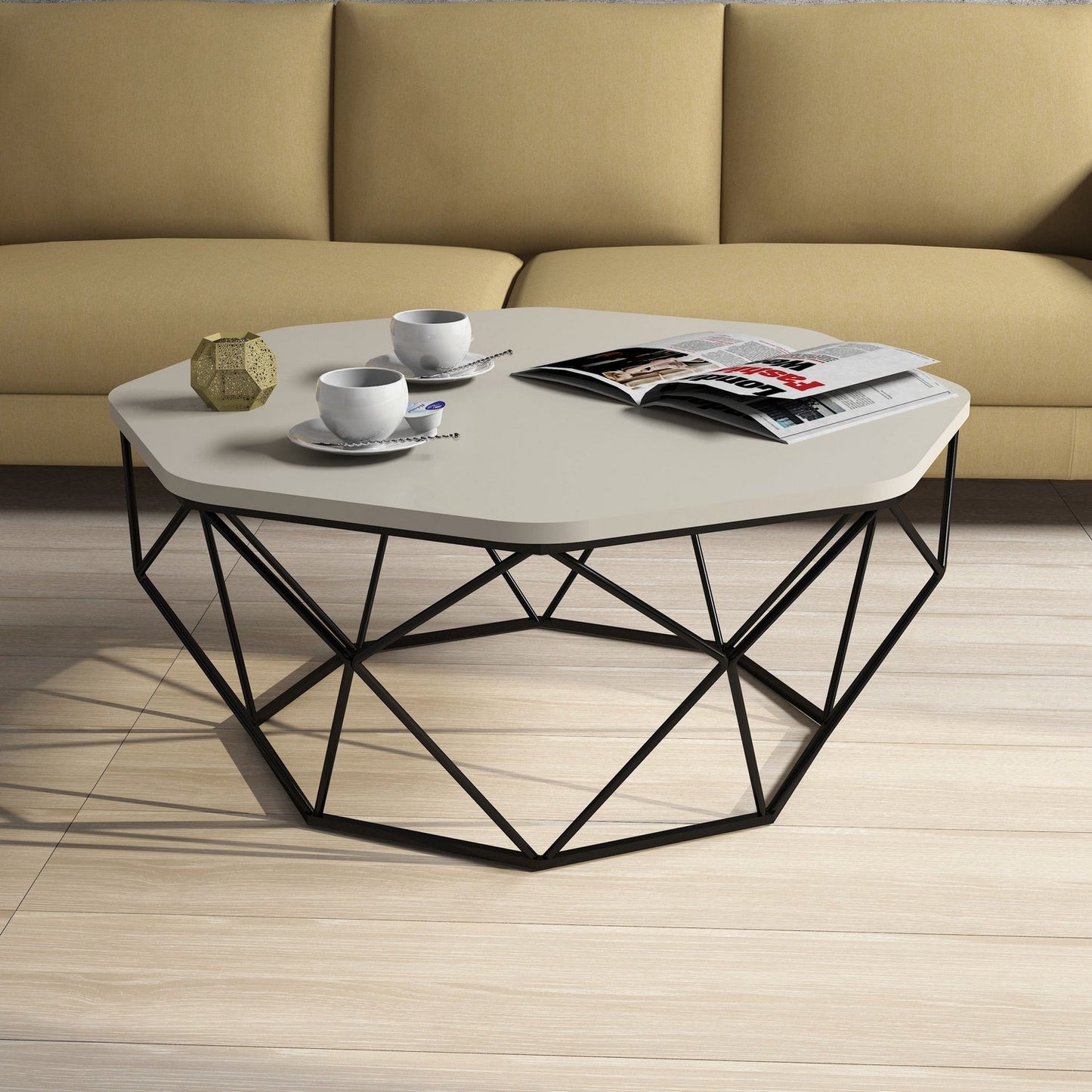 Τραπεζάκι Σαλονιού Κρεμ 90 x 90 x 38 εκ GR845HCT2857