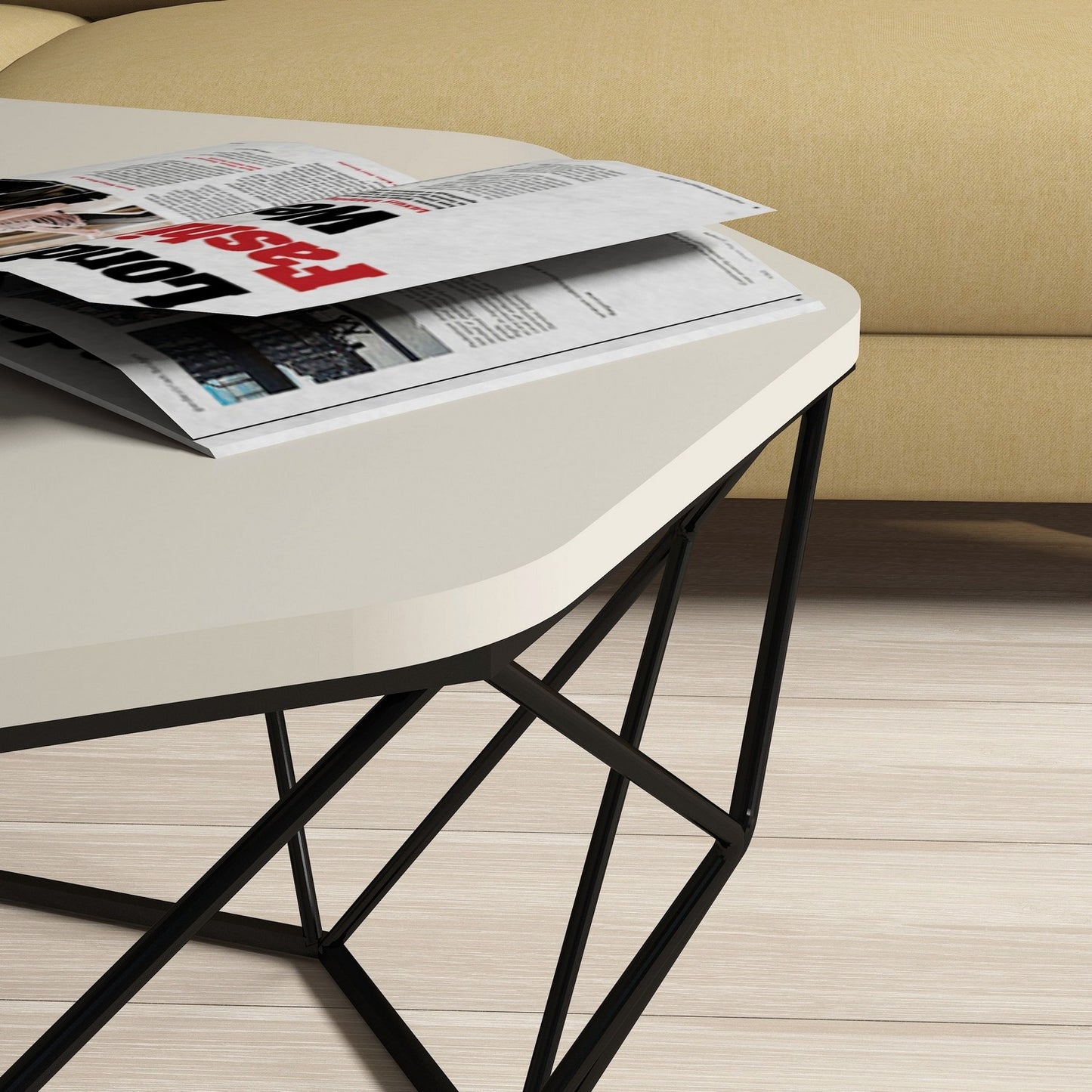 Τραπεζάκι Σαλονιού Κρεμ 90 x 90 x 38 εκ GR845HCT2857