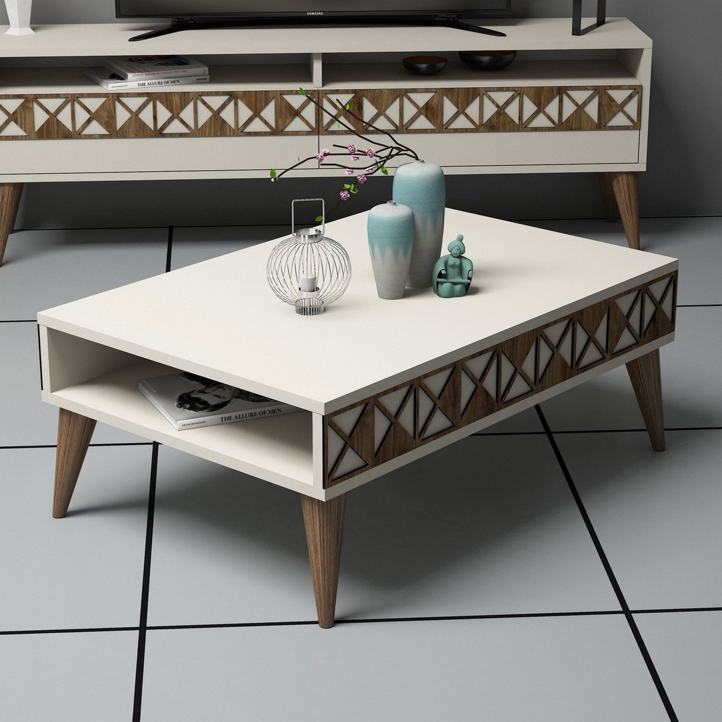 Τραπεζάκι Σαλονιού Κρεμ 90 x 60 x 34,6 εκ GR845HCT2869