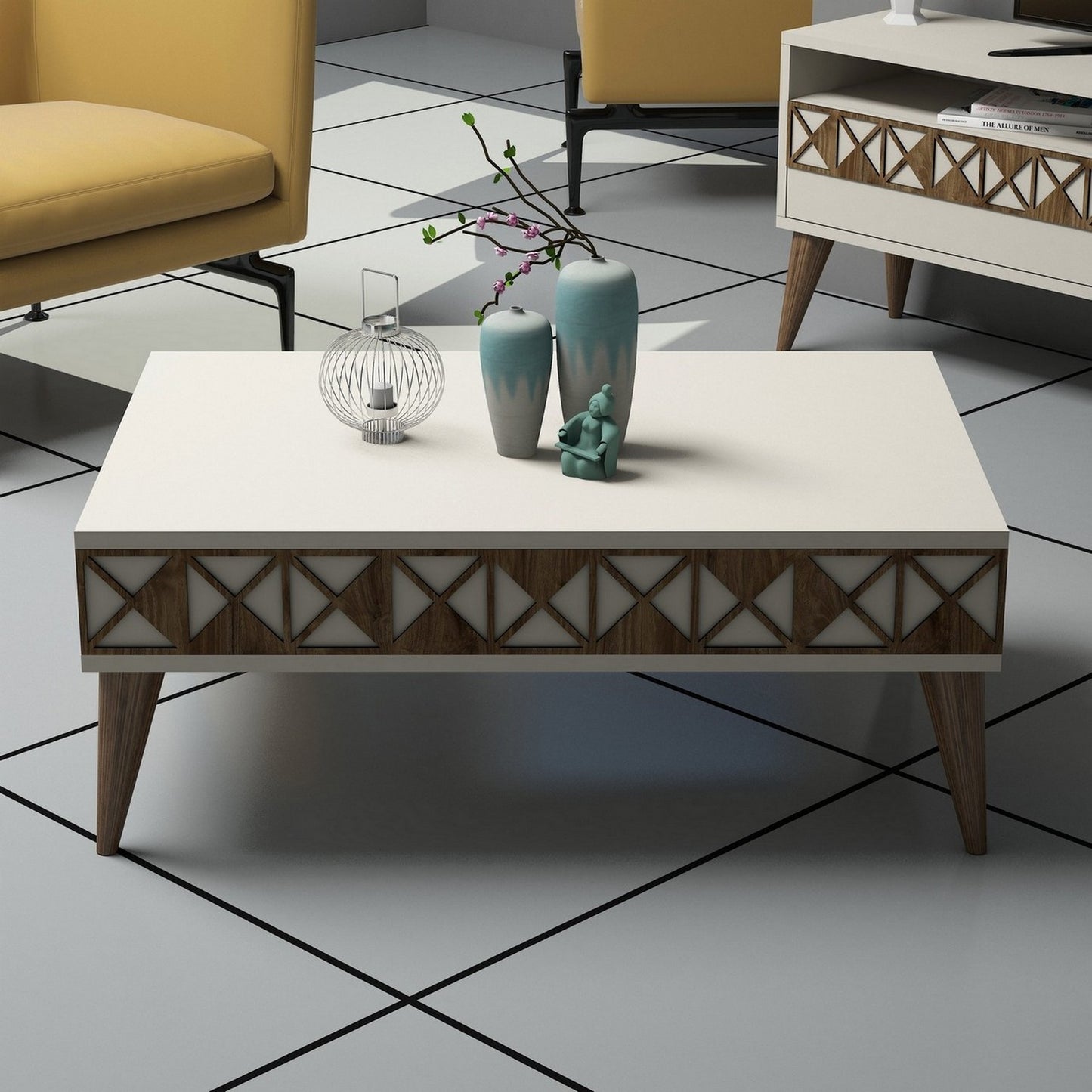 Τραπεζάκι Σαλονιού Κρεμ 90 x 60 x 34,6 εκ GR845HCT2869