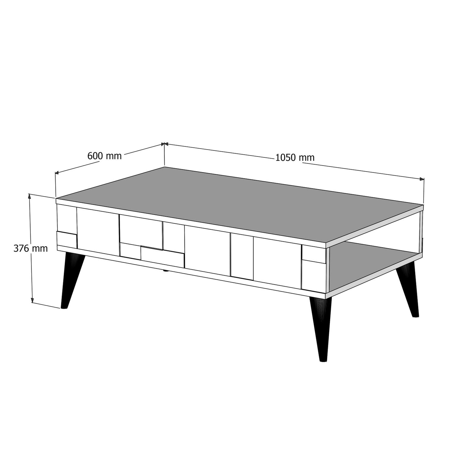Τραπεζάκι Σαλονιού Καρυδί - Ανθρακί 105 x 60 x 37,6 εκ GR845HCT2879