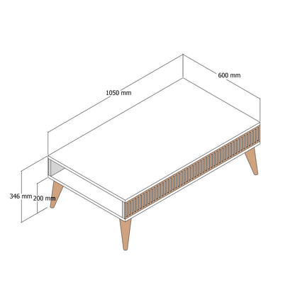 Τραπεζάκι Σαλονιού Καρυδί - Λευκό 105 x 60 x 34,6 εκ GR845HCT2886