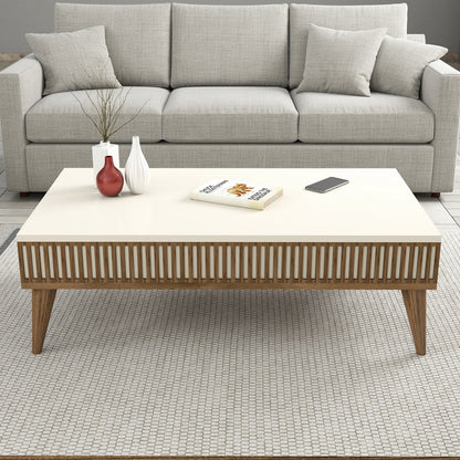 Τραπεζάκι Σαλονιού Καρυδί - Κρεμ 105 x 60 x 34,6 εκ GR845HCT2887