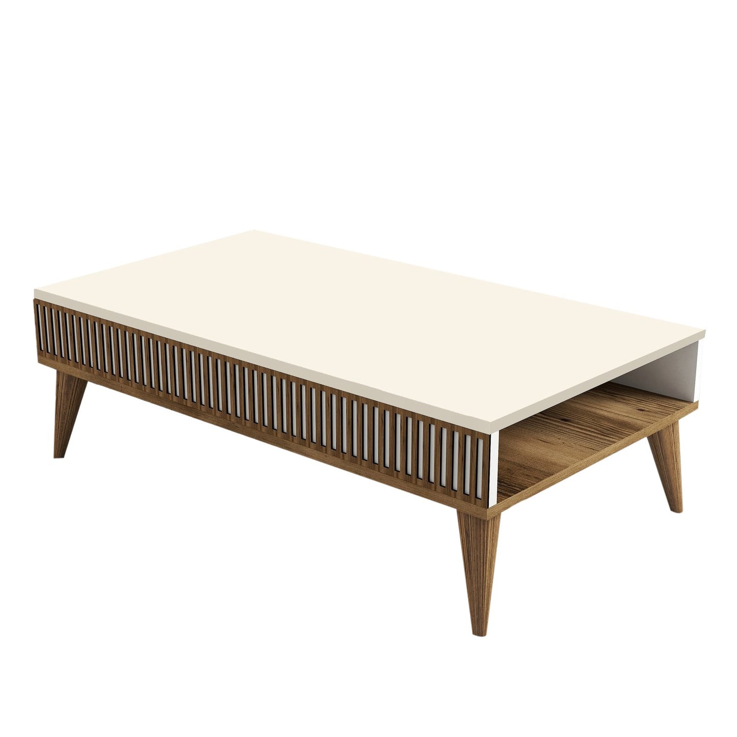 Τραπεζάκι Σαλονιού Καρυδί - Κρεμ 105 x 60 x 34,6 εκ GR845HCT2887