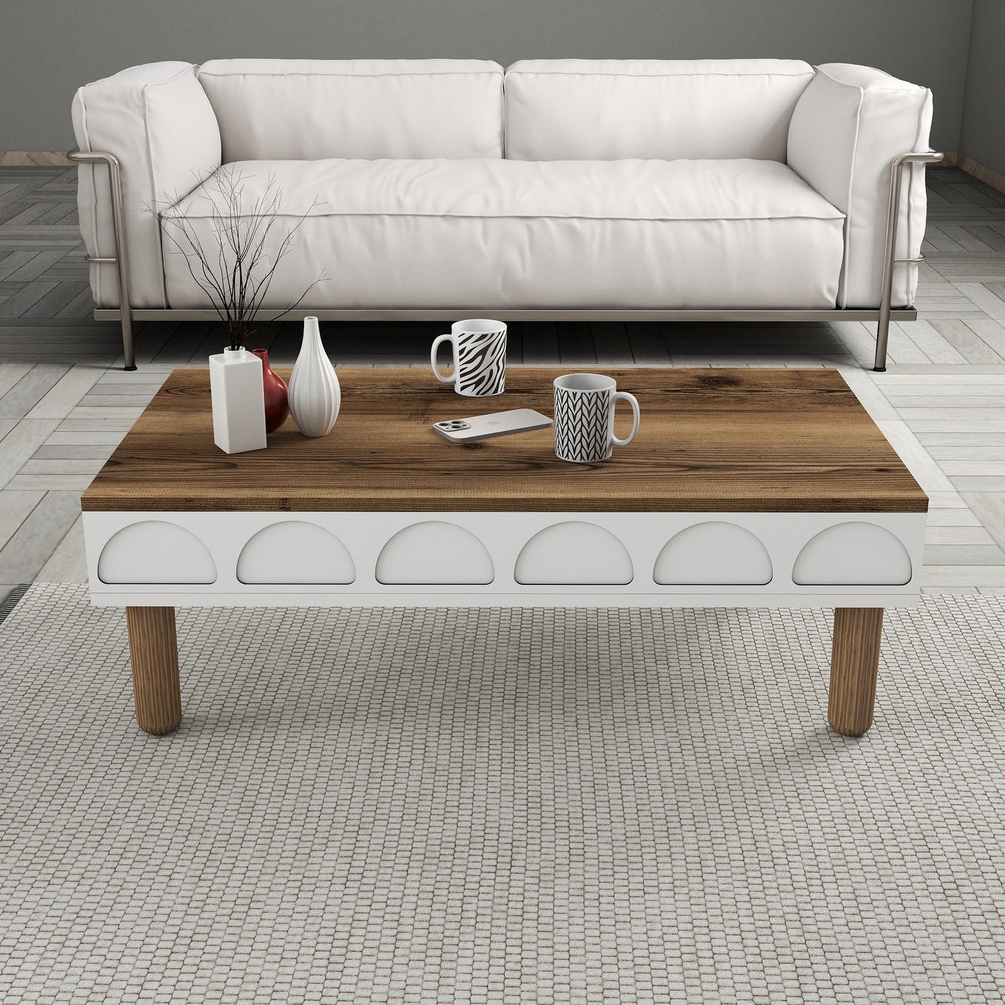 Τραπεζάκι Σαλονιού Λευκό 180 x 60 x 35,6 εκ GR845HCT2889