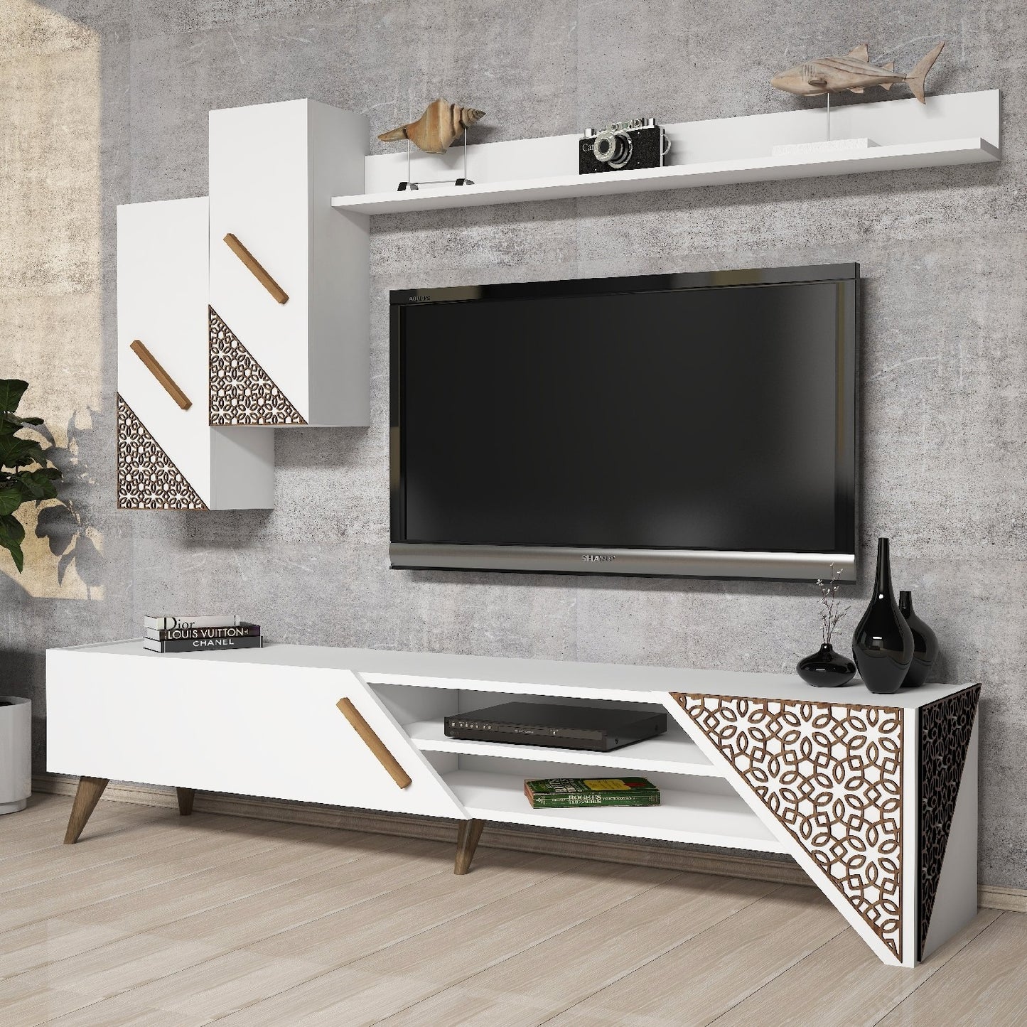 Έπιπλο Τηλεόρασης TV Βάση Σύνθεση Λευκό | 845HCT3001