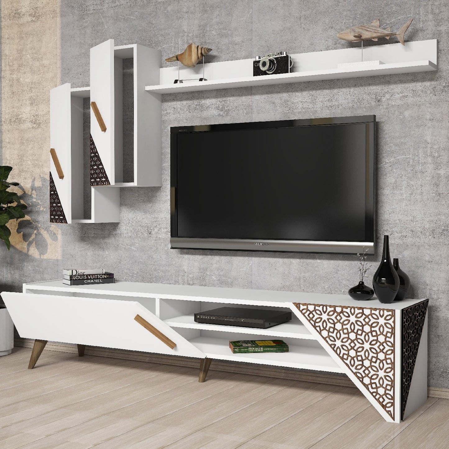 Έπιπλο Τηλεόρασης TV Βάση Σύνθεση Λευκό | 845HCT3001