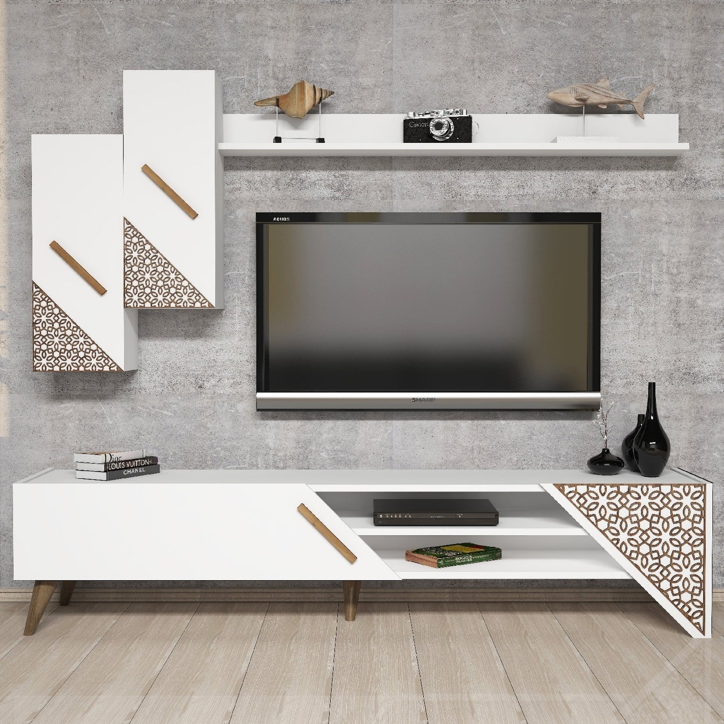Έπιπλο Τηλεόρασης TV Βάση Σύνθεση Λευκό | 845HCT3001