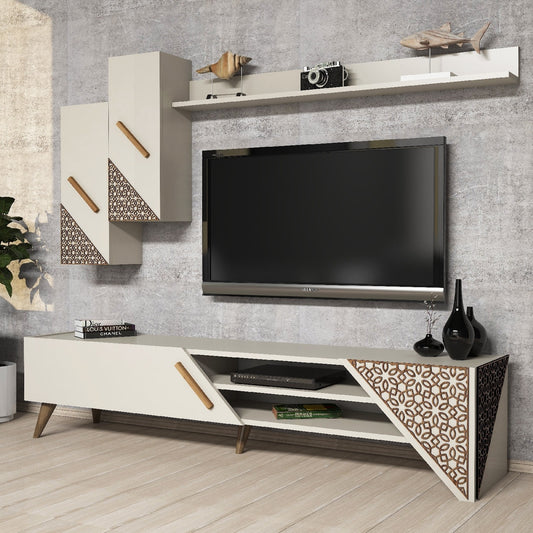 Έπιπλο Τηλεόρασης TV Βάση Σύνθεση Κρεμ | 845HCT3003
