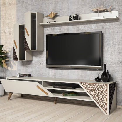 Έπιπλο Τηλεόρασης TV Βάση Σύνθεση Κρεμ | 845HCT3003