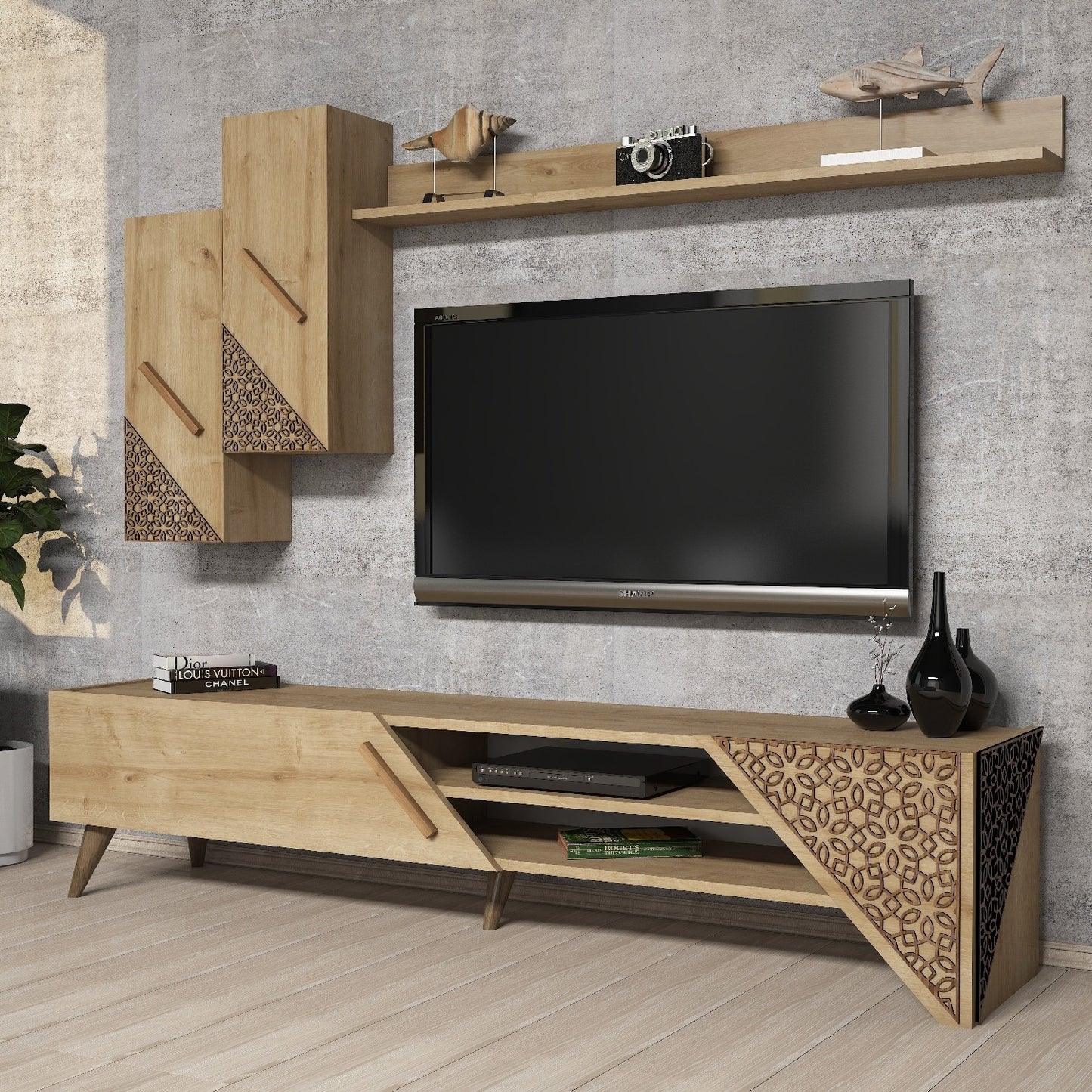 Έπιπλο Τηλεόρασης TV Βάση Σύνθεση Δρυς | 845HCT3004