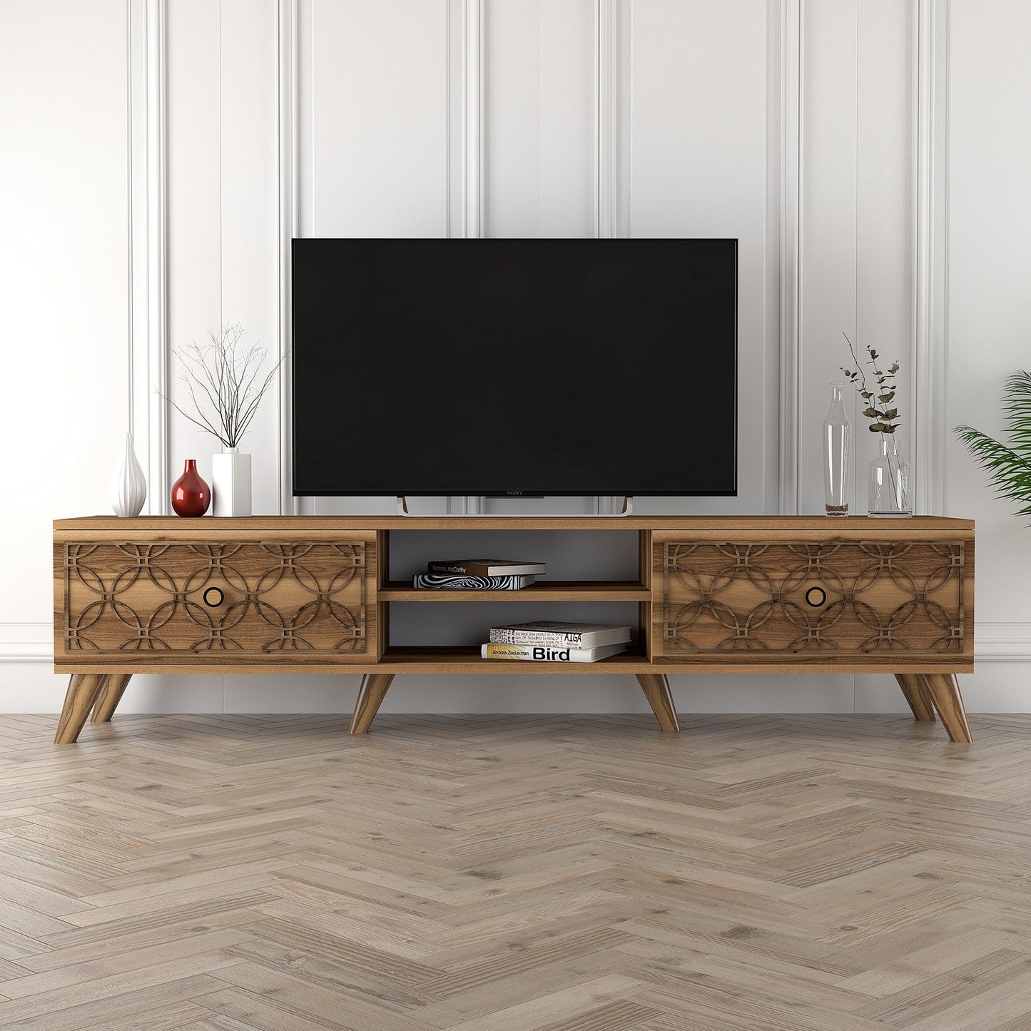 Έπιπλο Τηλεόρασης TV Βάση Σύνθεση Καρυδί | 845HCT3006