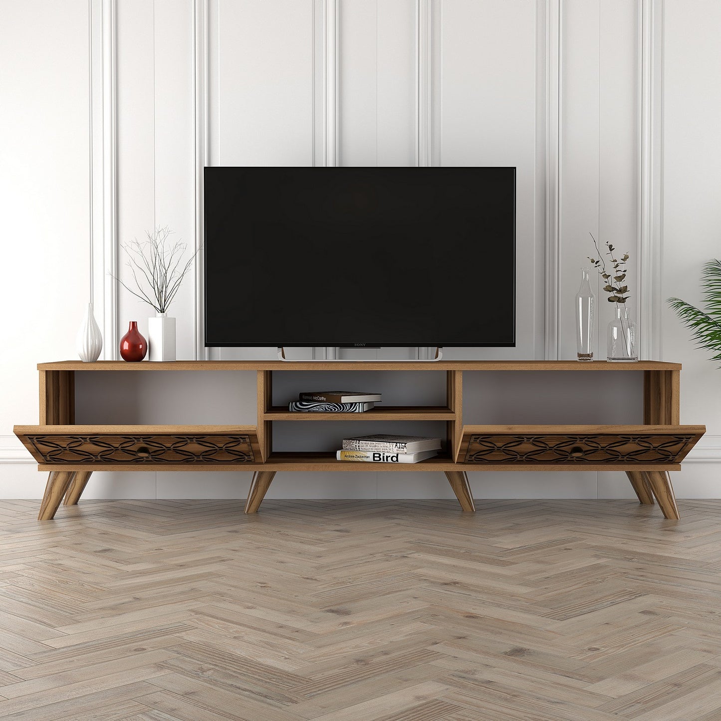 Έπιπλο Τηλεόρασης TV Βάση Σύνθεση Καρυδί | 845HCT3006