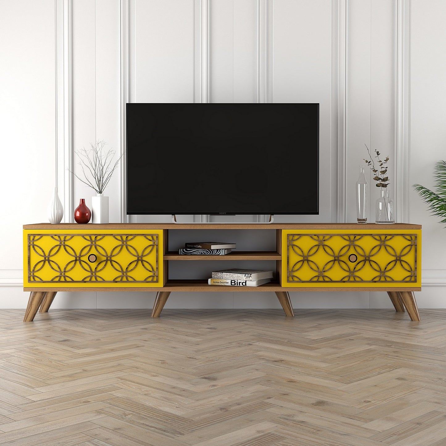 Έπιπλο Τηλεόρασης TV Βάση Σύνθεση Καρυδί Yellow | 845HCT3008