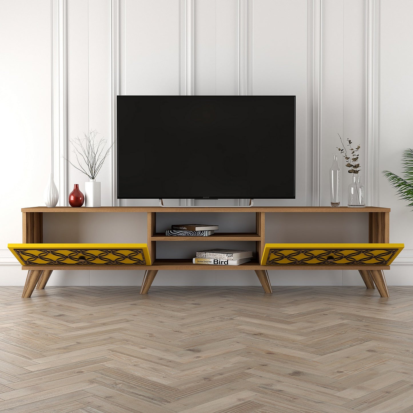 Έπιπλο Τηλεόρασης TV Βάση Σύνθεση Καρυδί Yellow | 845HCT3008