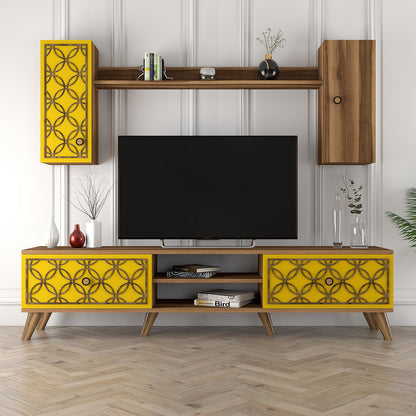 Έπιπλο Τηλεόρασης TV Βάση Σύνθεση Καρυδί Yellow | 845HCT3014
