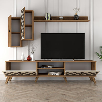 Έπιπλο Τηλεόρασης TV Βάση Σύνθεση Καρυδί Κρεμ | 845HCT3016