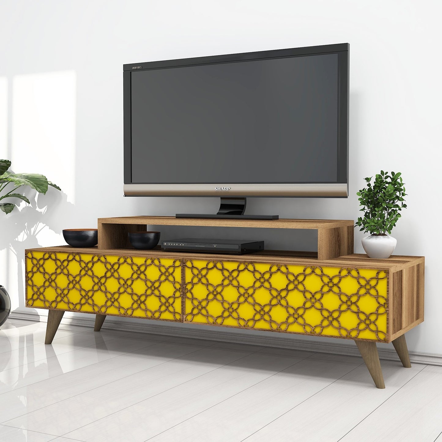 Έπιπλο Τηλεόρασης TV Βάση Σύνθεση Καρυδί Yellow | 845HCT3021