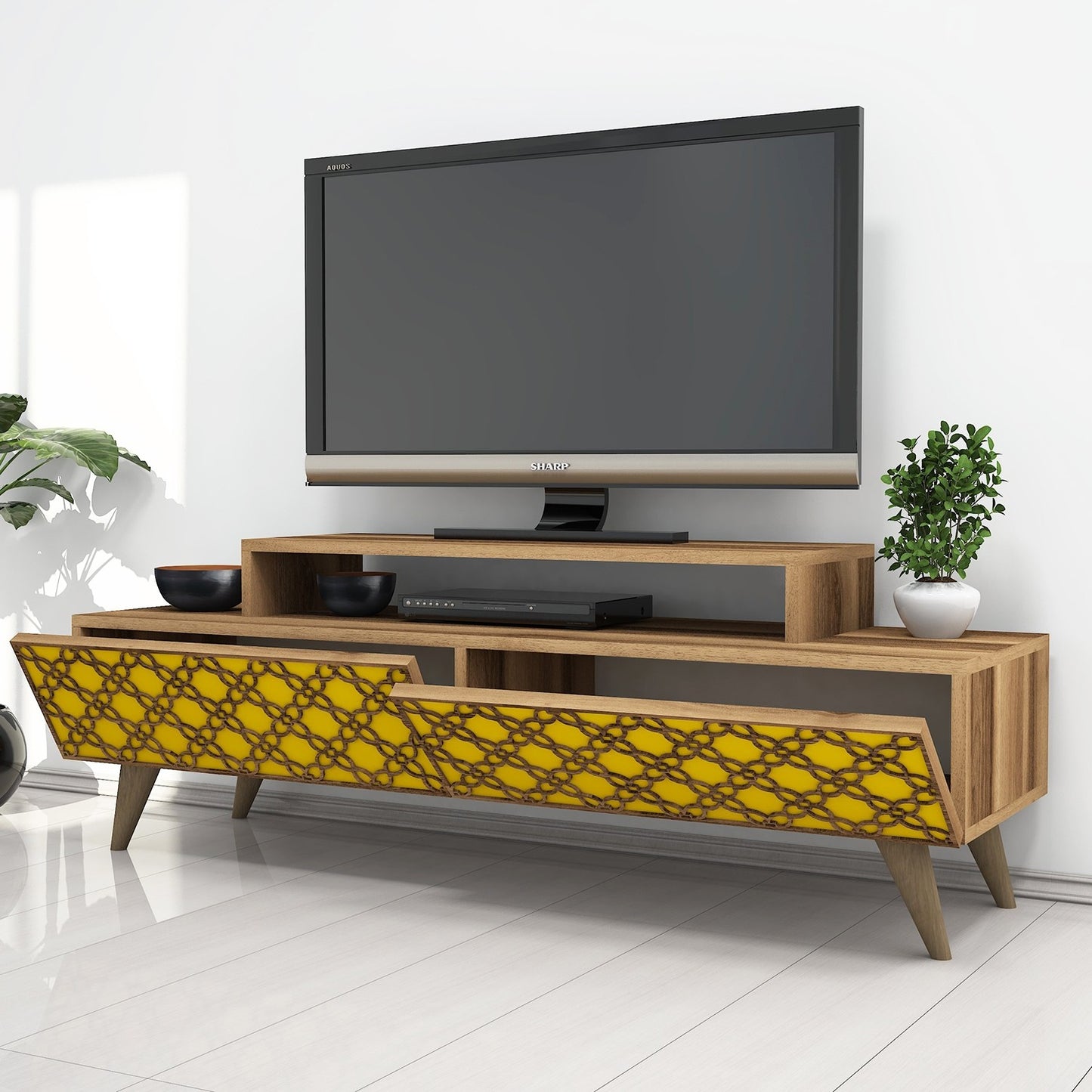 Έπιπλο Τηλεόρασης TV Βάση Σύνθεση Καρυδί Yellow | 845HCT3021