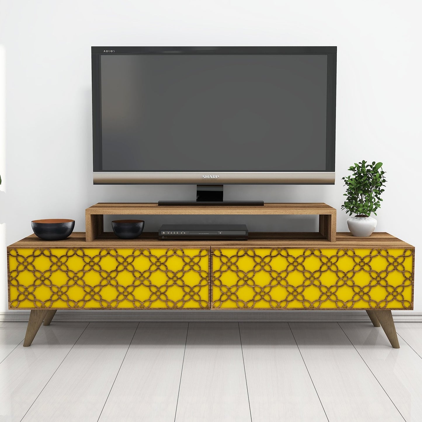 Έπιπλο Τηλεόρασης TV Βάση Σύνθεση Καρυδί Yellow | 845HCT3021