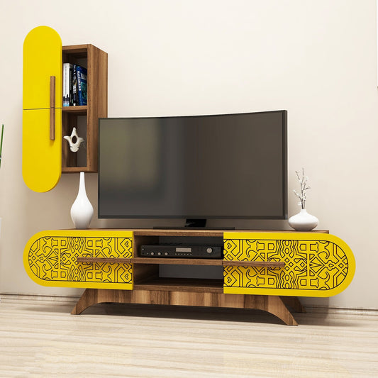 Έπιπλο Τηλεόρασης TV Βάση Σύνθεση Καρυδί Yellow | 845HCT3024