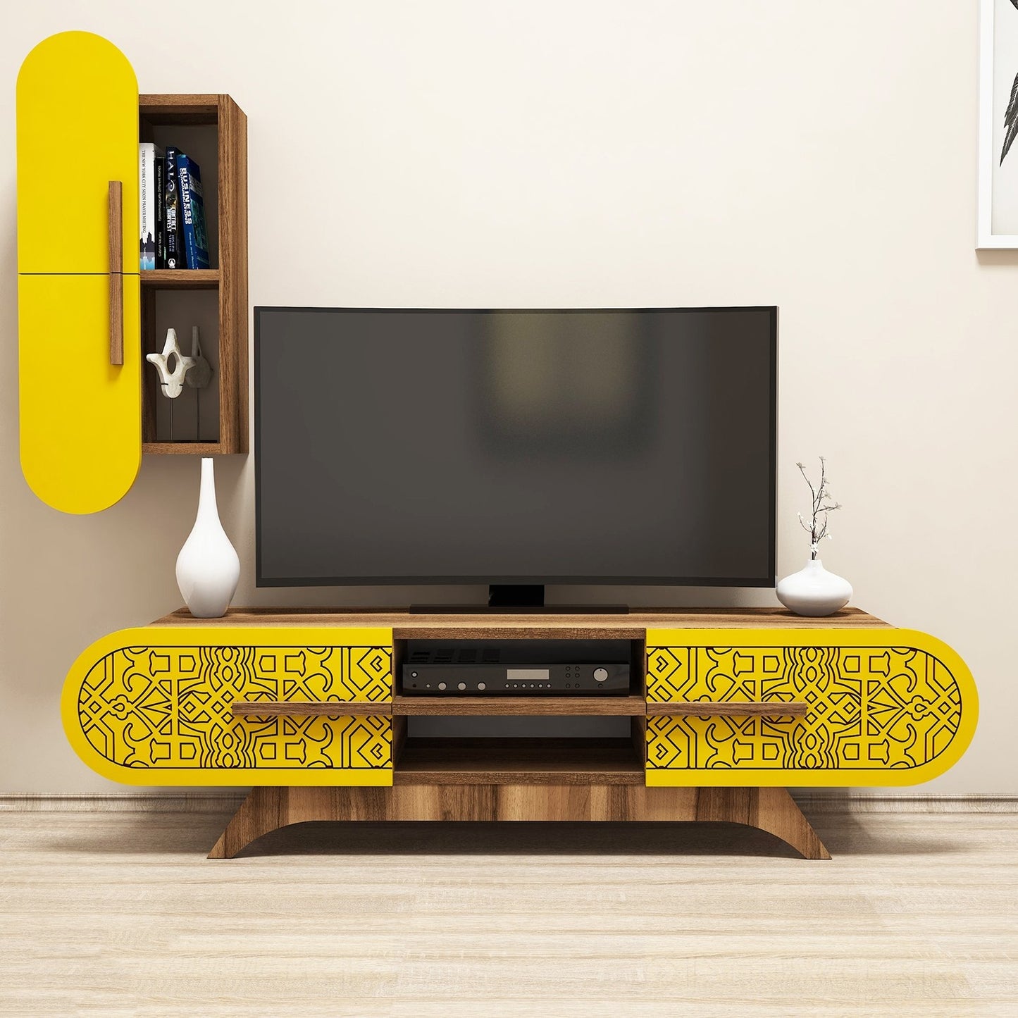 Έπιπλο Τηλεόρασης TV Βάση Σύνθεση Καρυδί Yellow | 845HCT3024