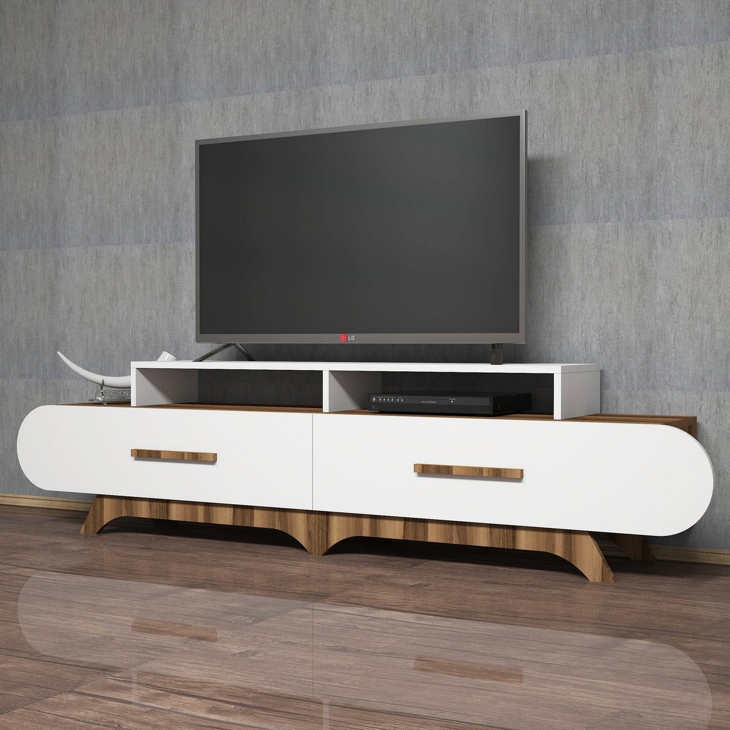 Έπιπλο Τηλεόρασης TV Βάση Σύνθεση Καρυδί Λευκό | 845HCT3030