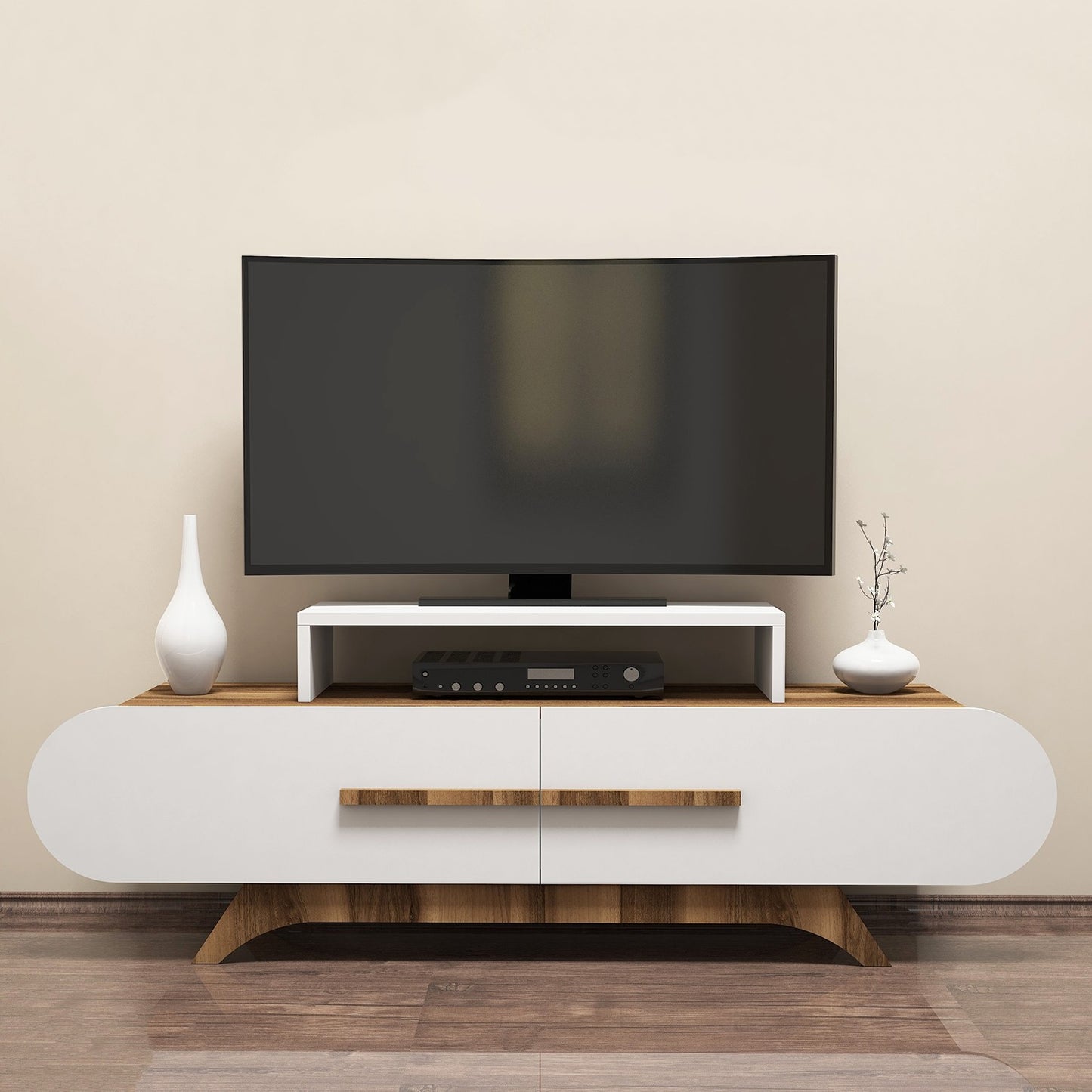 Έπιπλο Τηλεόρασης TV Βάση Σύνθεση Καρυδί Λευκό | 845HCT3049
