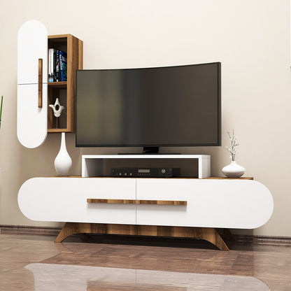 Έπιπλο Τηλεόρασης TV Βάση Σύνθεση Καρυδί Λευκό | 845HCT3053