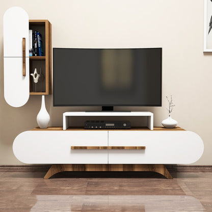 Έπιπλο Τηλεόρασης TV Βάση Σύνθεση Καρυδί Λευκό | 845HCT3053