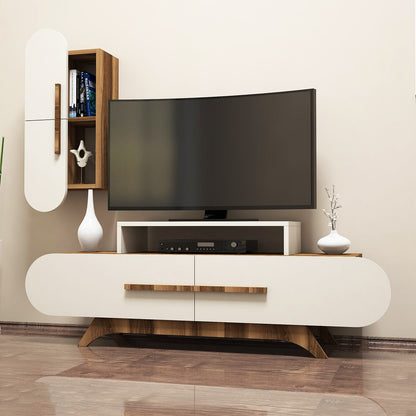 Έπιπλο Τηλεόρασης TV Βάση Σύνθεση Καρυδί Κρεμ | 845HCT3054