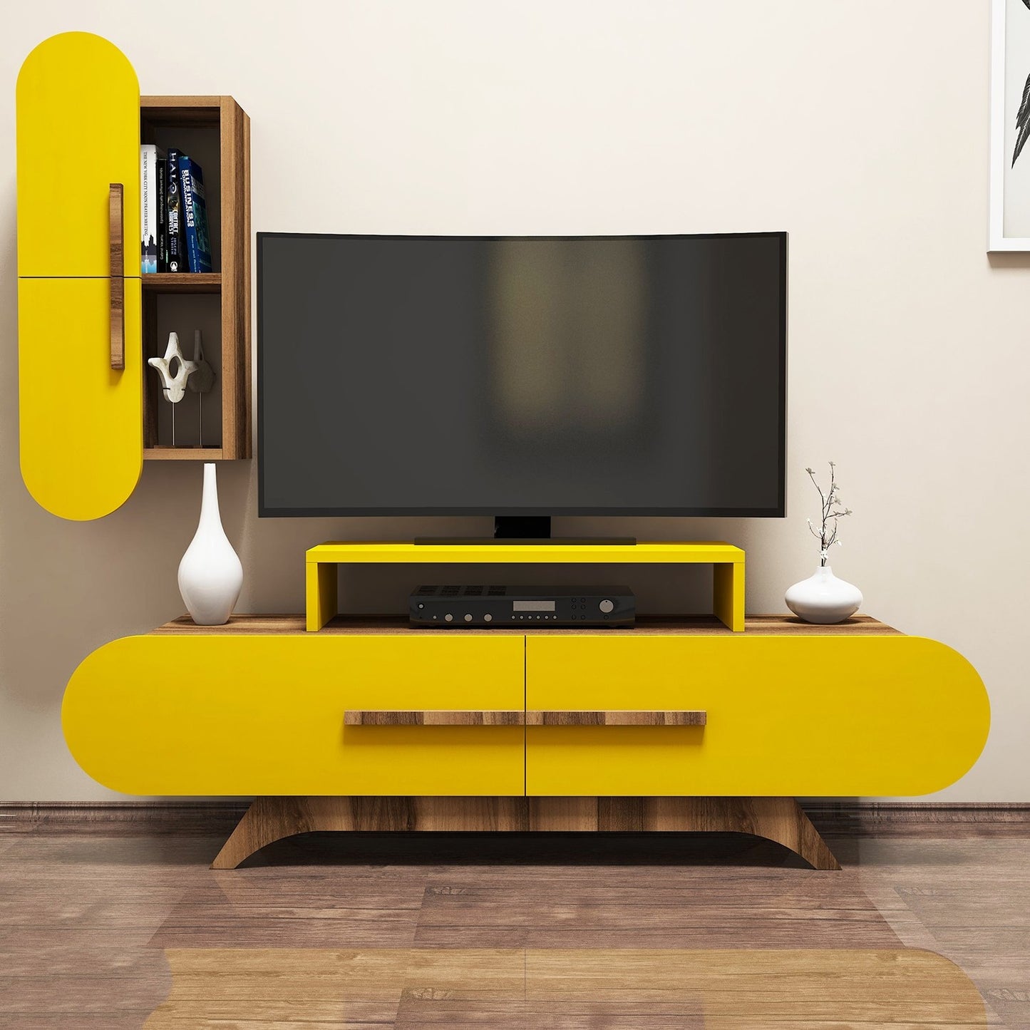 Έπιπλο Τηλεόρασης TV Βάση Σύνθεση Καρυδί Yellow | 845HCT3055
