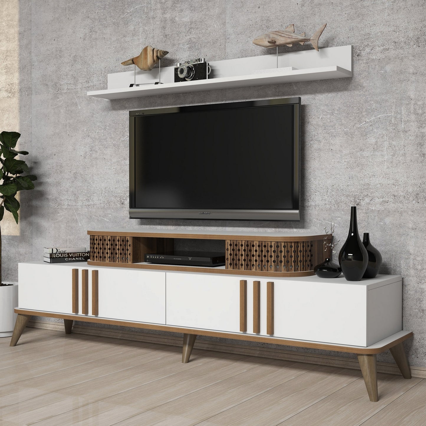 Έπιπλο Τηλεόρασης TV Βάση Σύνθεση Λευκό | 845HCT3060