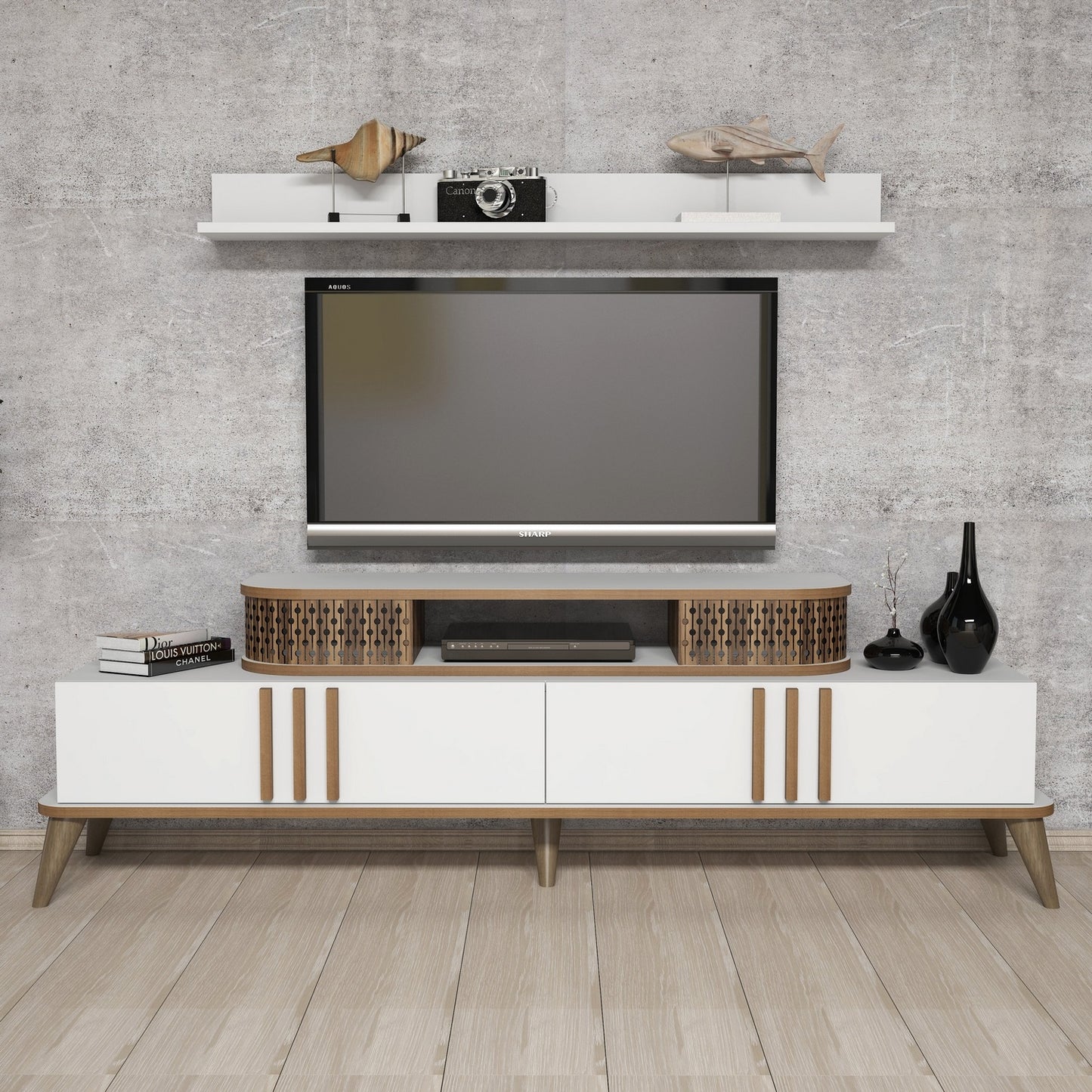 Έπιπλο Τηλεόρασης TV Βάση Σύνθεση Λευκό | 845HCT3060