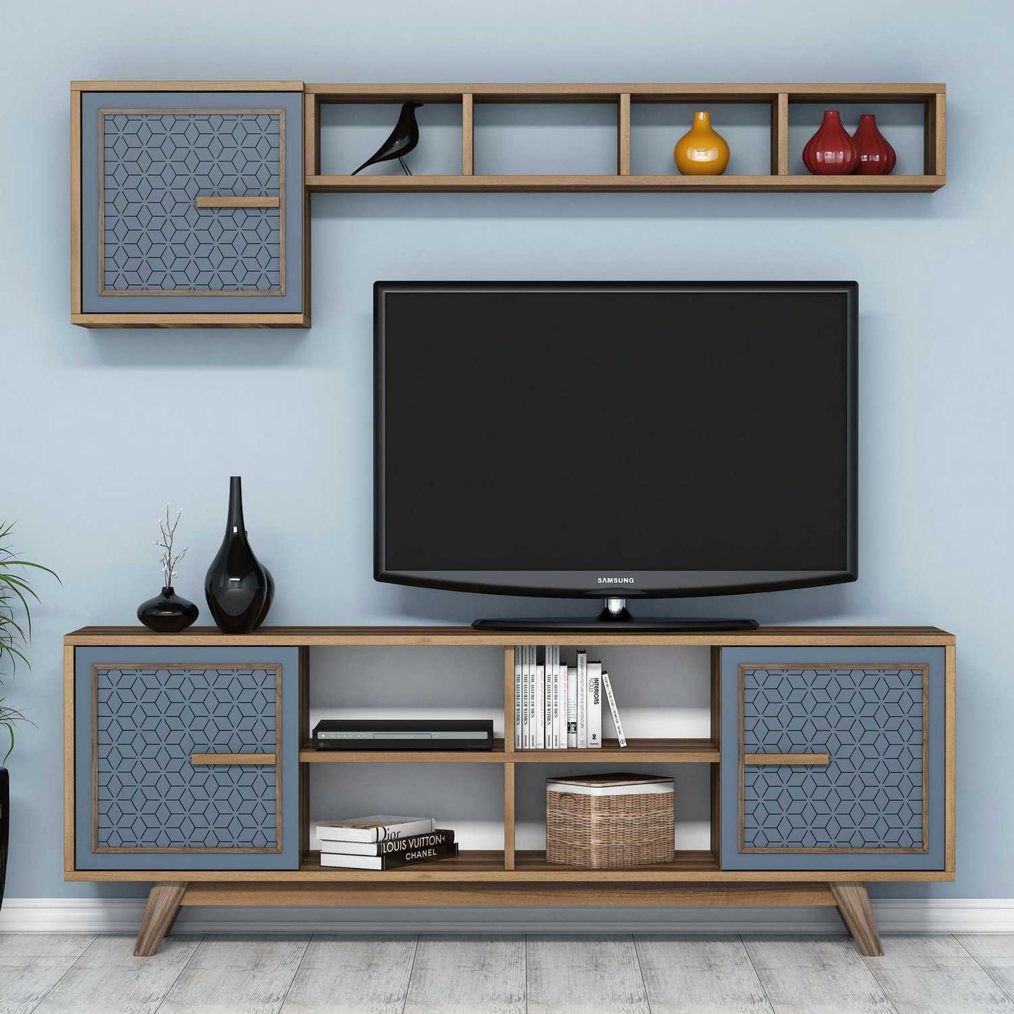 Έπιπλο Τηλεόρασης TV Βάση Σύνθεση Καρυδί Blue | 845HCT3065